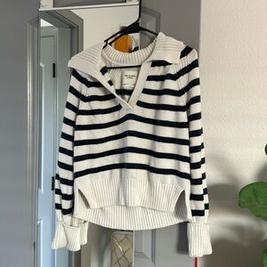 Abercrombie Notch-Neck Striped Sweater